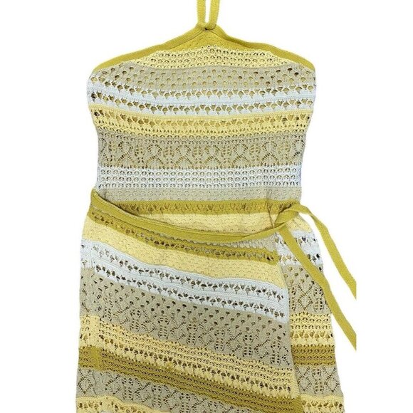 Jonathan Simkhai S Midi Dress Wrap Macrame Halter Crochet Designer Luxury Boho - Picture 8 of 12